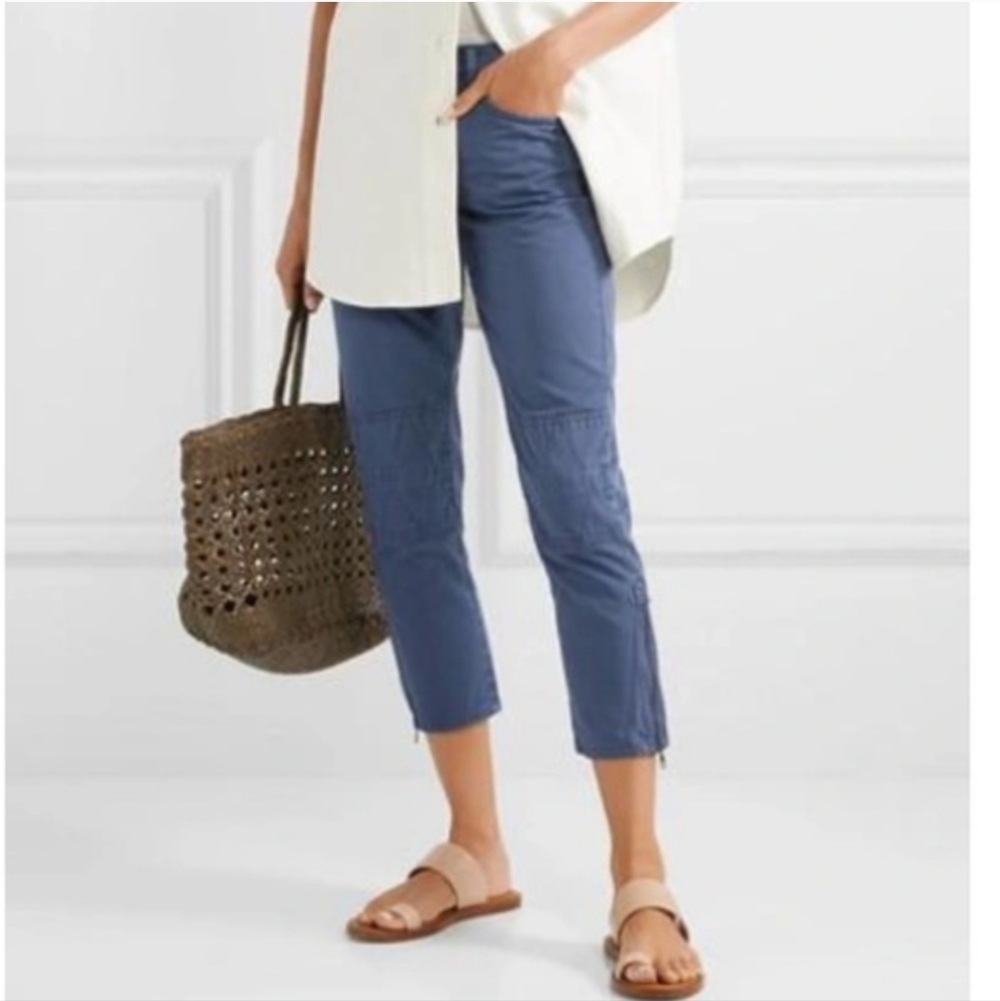 Current/Elliott Blue Cropped Pants With Quilted Knees
